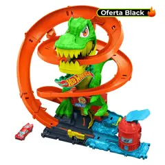HOT WHEELS - Pista de carro Hot Wheels: T-Rex vs Estación de Bomberos