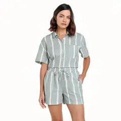 UNIVERSITY CLUB - Short Mujer Tiro alto con Estampado de Algodón