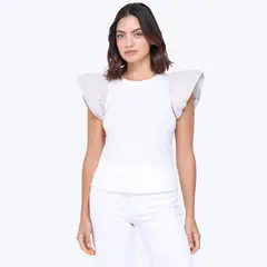 UNIVERSITY CLUB - Camiseta Mujer Con aplique Manga corta de Algodón