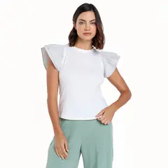 UNIVERSITY CLUB - Camiseta Mujer Con aplique Manga corta de Algodón