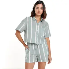 UNIVERSITY CLUB - Camisa Mujer con Estampado Manga corta de Algodón