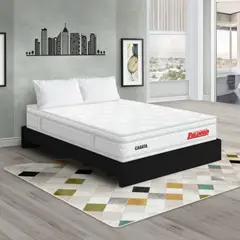 PULLMAN - Colchón con Base Cama King Firme Ortopédico con Pillow Espumado Casata 200 x 200 cm + 2 Almohada