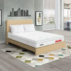 PULLMAN - Colchón Cama Doble Firme Ortopédico con Pillow Espumado Casata 140 x 190 cm + 2 Almohada + Cabecero