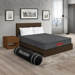 PULLMAN - Colchón Cama Sencillo Firmeza Media Ortopédico con Pillow Resortado Orthopack BTU 100 x 190 cm + Almohada + Cabecero + Mesa de Noche
