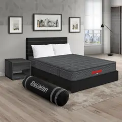 COLCHONES PULLMAN - Colchón con Base Cama Doble Firmeza Media Ortopédico con Pillow Resortado Orthopack BTU 140 x 190 cm + 2 Almohada + Cabecero + Mesa de Noche Pullman