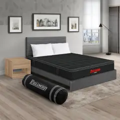 PULLMAN - Colchón Cama Sencillo Firmeza Media Ortopédico con Pillow Resortado Orthopack BTU 100 x 190 cm + Almohada + Cabecero + Mesa de Noche