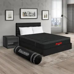 PULLMAN - Colchón Cama Sencillo Firmeza Media Ortopédico con Pillow Resortado Orthopack BTU 100 x 190 cm + Almohada + Cabecero + Mesa de Noche