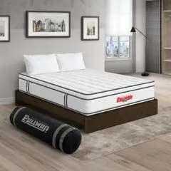 COLCHONES PULLMAN - Colchón con Base Cama Doble Firmeza Media Ortopédico con Pillow Resortado Orthopack Euro 140 x 190 cm + 2 Almohada Pullman