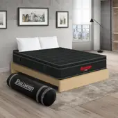 PULLMAN - Colchón con Base Cama King Firmeza Media Ortopédico con Pillow Resortado Orthopack Euro 200 x 200 cm + 2 Almohada