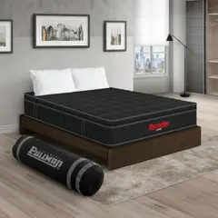 PULLMAN - Colchón con Base Cama King Firmeza Media Ortopédico con Pillow Resortado Orthopack Euro 200 x 200 cm + 2 Almohada