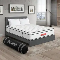 PULLMAN - Colchón Cama Doble Firmeza Media Ortopédico con Pillow Resortado Orthopack Euro 140 x 190 cm + 2 Almohada + Cabecero