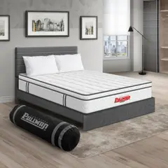 PULLMAN - Colchón Cama Doble Firmeza Media Ortopédico con Pillow Resortado Orthopack Euro 140 x 190 cm + 2 Almohada + Cabecero