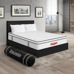 PULLMAN - Colchón con Base Cama King Firmeza Media Ortopédico con Pillow Resortado Orthopack Euro 200 x 200 cm + 2 Almohada + Cabecero