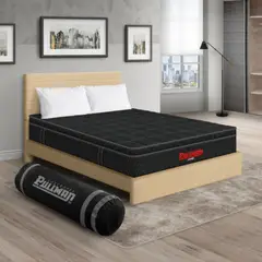 PULLMAN - Colchón Cama Doble Firmeza Media Ortopédico con Pillow Resortado Orthopack Euro 140 x 190 cm + 2 Almohada + Cabecero