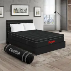 PULLMAN - Colchón con Base Cama King Firmeza Media Ortopédico con Pillow Resortado Orthopack Euro 200 x 200 cm + 2 Almohada + Cabecero
