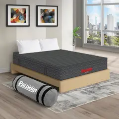 PULLMAN - Colchón con Base Cama Doble Firmeza Media Ortopédico con Pillow Resortado RollPack 140 x 190 cm + 2 Almohada