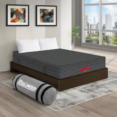 PULLMAN - Colchón con Base Cama Queen Firmeza Media Ortopédico con Pillow Resortado RollPack 160 x 190 cm + 2 Almohada
