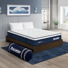 PULLMAN - Colchón con Base Cama Doble Firmeza Suave Ortopédico con Pillow Resortado Softpack 140 x 190 cm + Almohada