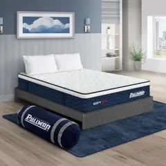 PULLMAN - Colchón con Base Cama Doble Firmeza Suave Ortopédico con Pillow Resortado Softpack 140 x 190 cm + Almohada