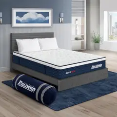 PULLMAN - Colchón Cama Sencillo Firmeza Suave Ortopédico Resortado Softpack 100 x 190 cm + Almohada + Cabecero
