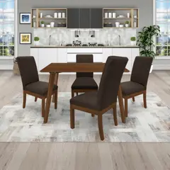 PULLMAN - Juego De Comedor 4P (120) Italia Danny 4 Sillas Tela Café Color Caoba