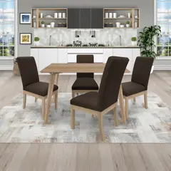 PULLMAN - Juego De Comedor 4P (120) Italia Danny 4 Sillas Tela Cafe Color Natural