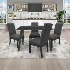 PULLMAN - Juego De Comedor 4P (120) Italia Danny 4 Sillas Tela Gris Color Wengue