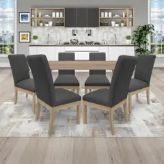 PULLMAN - Juego De Comedor 6P (140) Italia Danny 6 Sillas Color Natural Tela Color Gris