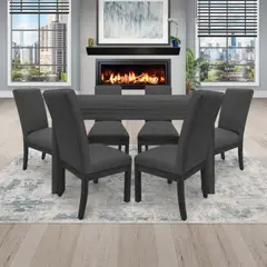 PULLMAN - Juego De Comedor 6P (140) Italia Danny 6 Sillas Color Wengue Tela Color Gris