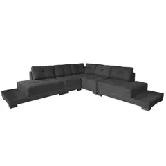 PULLMAN - Sala Modular Leroa Tela Gris Oscuro