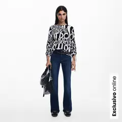 DESIGUAL - Blusa Mujer con Estampado Manga larga