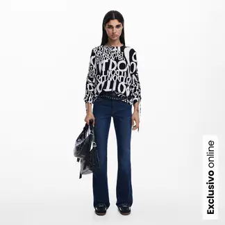DESIGUAL - Blusa Mujer con Estampado Manga larga