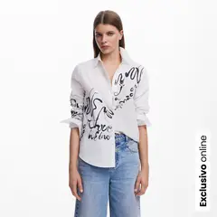 DESIGUAL - Camisa Mujer con Estampado Manga larga de Algodón
