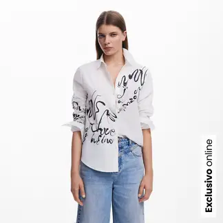 DESIGUAL - Camisa Mujer con Estampado Manga larga de Algodón