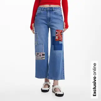 DESIGUAL - Jean Mujer Tiro medio de Algodón
