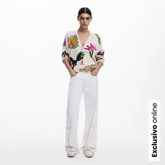 DESIGUAL - Saco Mujer con Estampado de Algodón