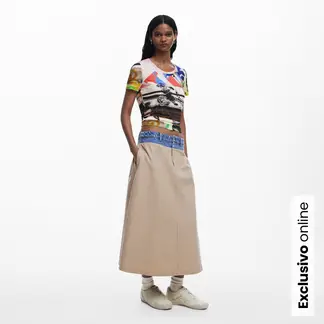 DESIGUAL - Camiseta Mujer con Estampado Manga corta