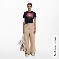 DESIGUAL - Camiseta Mujer con Estampado Manga corta de Algodón
