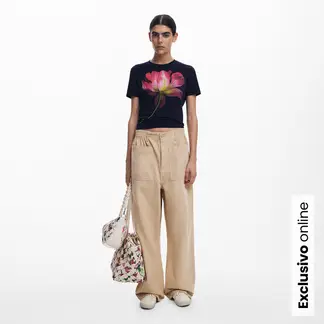 DESIGUAL - Camiseta Mujer con Estampado Manga corta de Algodón