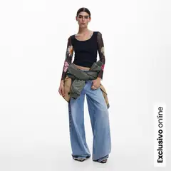 DESIGUAL - Blusa Mujer con Estampado Manga larga de Algodón