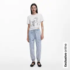 DESIGUAL - Camiseta Mujer con Estampado Manga corta de Algodón