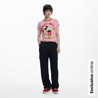 DESIGUAL - Camiseta Mujer de Rayas Manga corta de Algodón