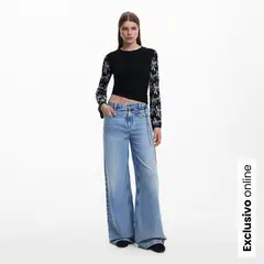 DESIGUAL - Blusa Mujer con Estampado Manga larga de Algodón