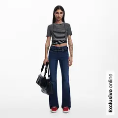 DESIGUAL - Camiseta Mujer de Rayas Manga corta de Algodón