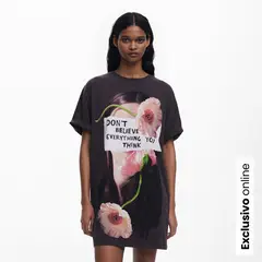 DESIGUAL - Vestido Mujer Corto con Estampado de Algodón