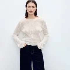 MANGO - Saco Mujer Tejido de Algodón