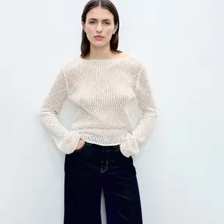 MANGO - Saco Mujer Tejido de Algodón