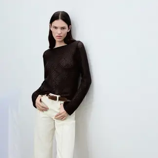 MANGO - Saco Mujer Tejido de Algodón