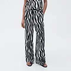 MANGO - Pantalón Recto Mujer Tiro medio Animal print