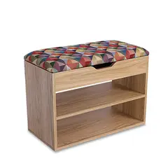 DKO DESIGN - Zapatero Multifuncional 6 Pares Tipo Banqueta con Baúl Fresno Tapizado Colors - Mueble Organizador de Zapatos 61.5 x 43 x 31.5 cm